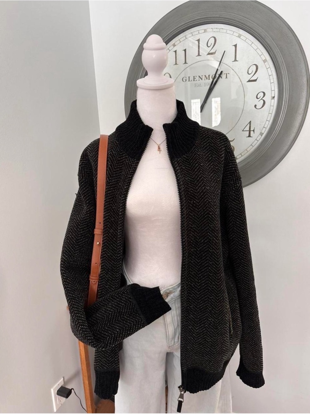 Point Zero Black and Gray Plaid Fleece-Lined Jacket